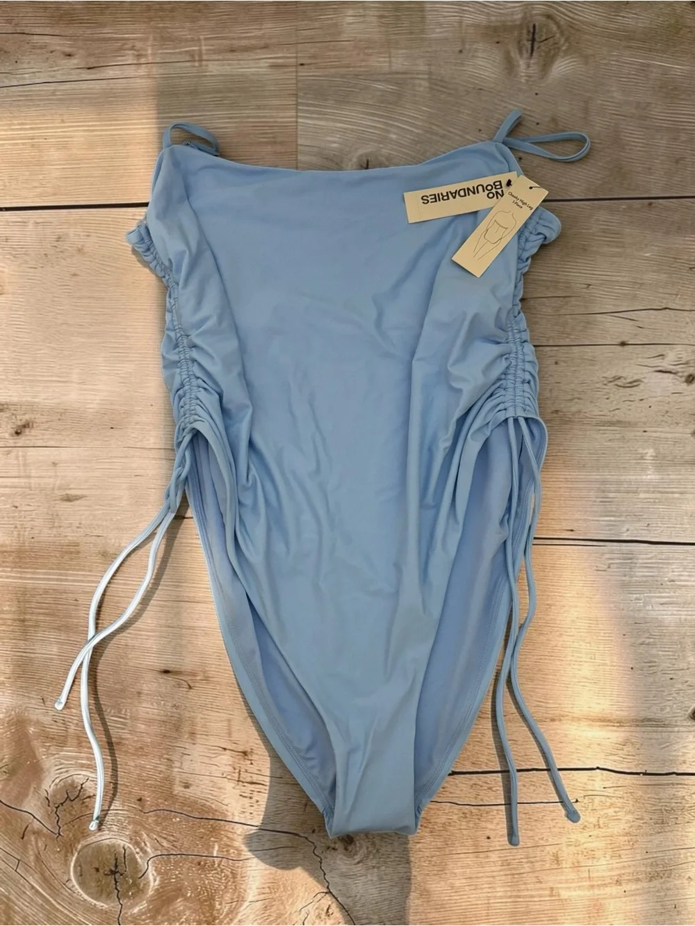 No Boundaries Light Blue Ruched One-Piece Swimsuit